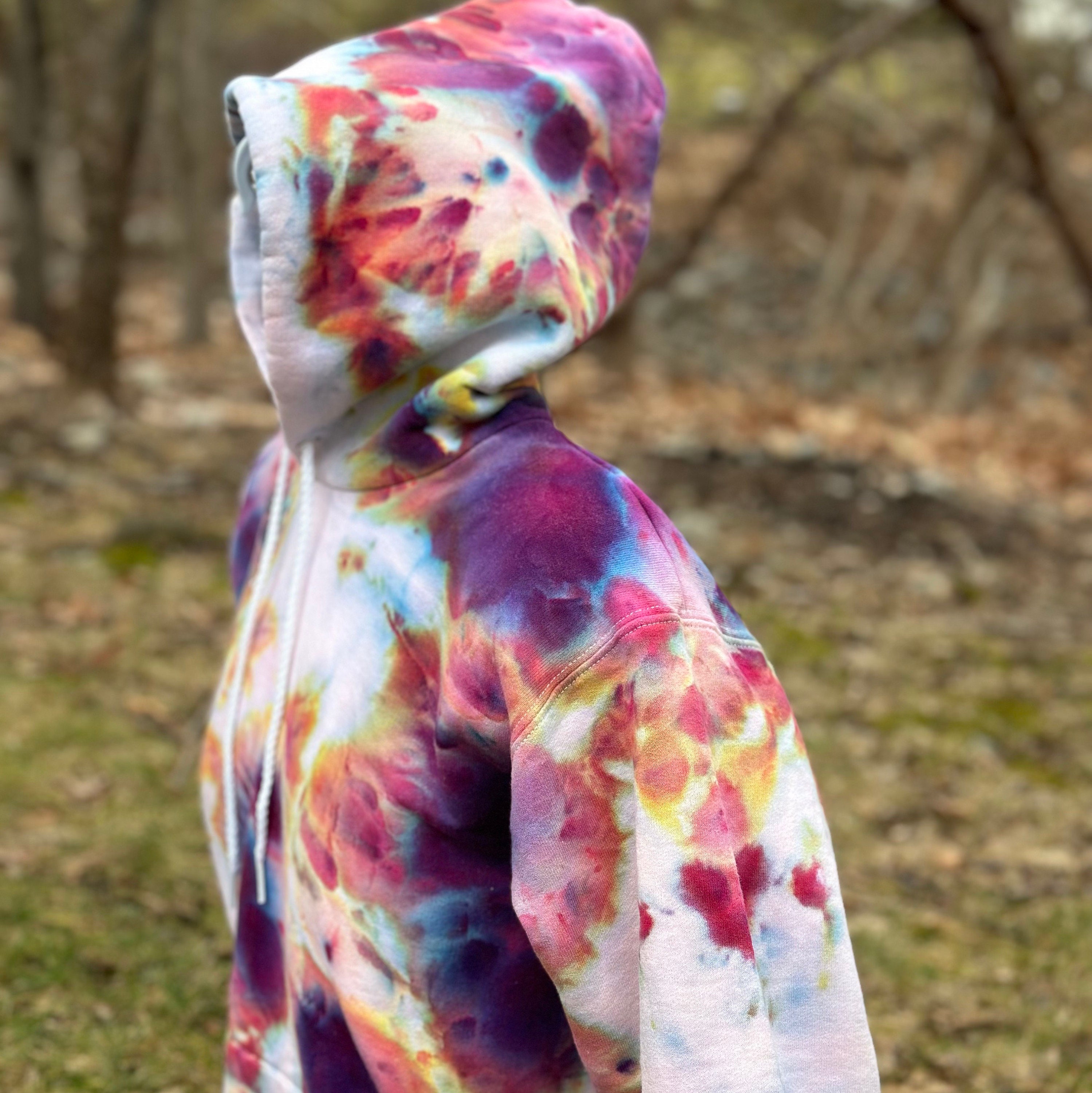 Purple Customize Tie Dye Hoodies Custom Stitched Tie Dye Pink-Gold