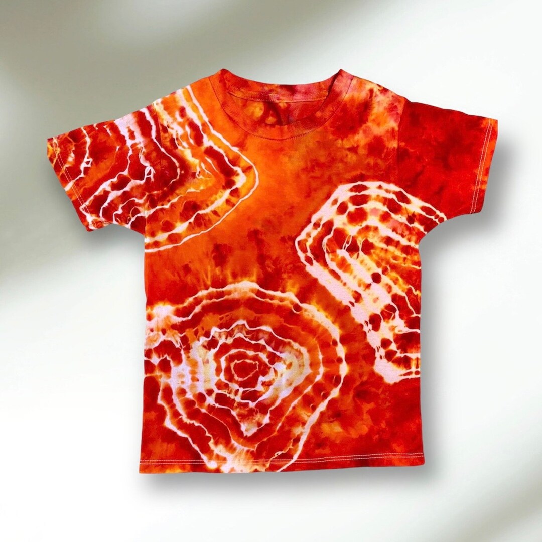 T-shirt Enfant Orange – V Tie Dye – 100% Coton – Taille Extra Petit (2-4 Ans)