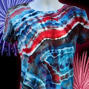 Geode Tie Dye Shirt for Men, Tye dye shirt, Psychedelic T Shirt, Multi color iced dye, Festival Wear Tee, Unique gift for Friend, Red Tee