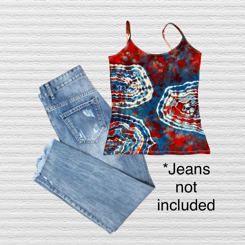 Débardeur Tie-dye Unisexe - Rouge, Blanc, Bleu - Taille M - Neuf Avec étiquettes
