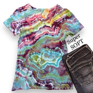 Tie Dye Shirt for Women, Vneck or Crew Custom Tye dye shirt, Multi color iced dye, Festival Wear Tee, Unique gift for Friend, SUPER SOFT