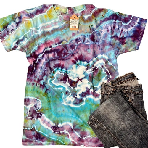 Chemise tie-dye pour enfant, teinture tie-dye pour tout-petit, chemise tie-dye, t-shirt psychédélique, teinture glacé multicolore, t-shirt festival, cadeau unique pour ami