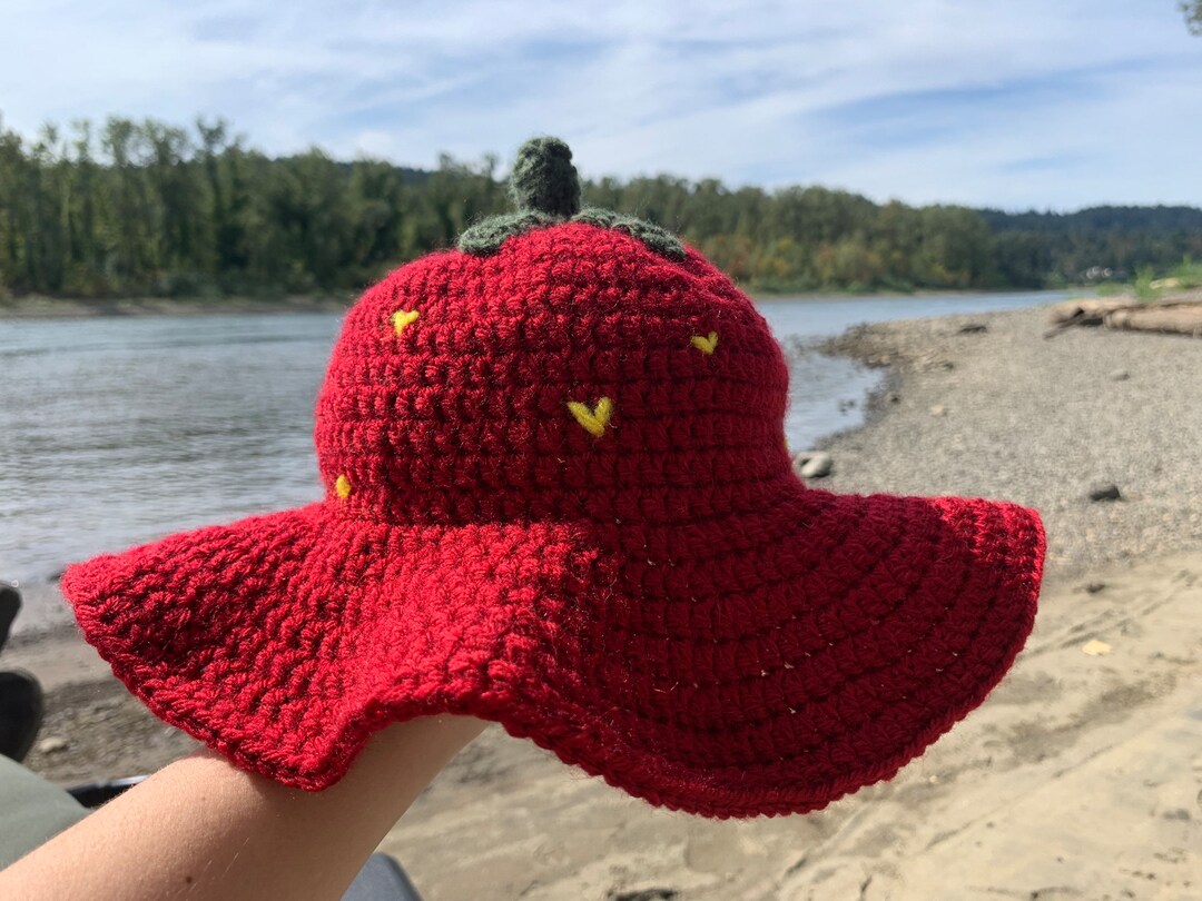 Strawberry Crocheted Bucket Hat Etsy