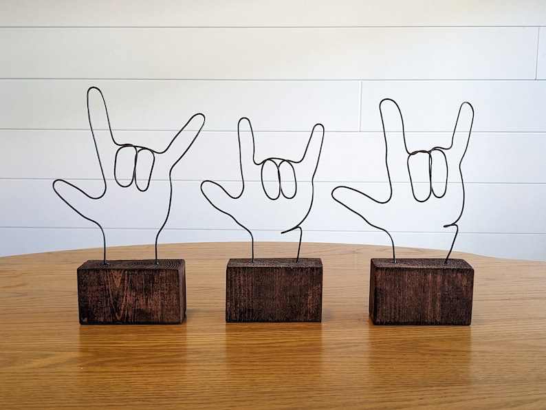 Wire ILY Hand Sign ASL Art Unique Home Decorations Sign Language Hand