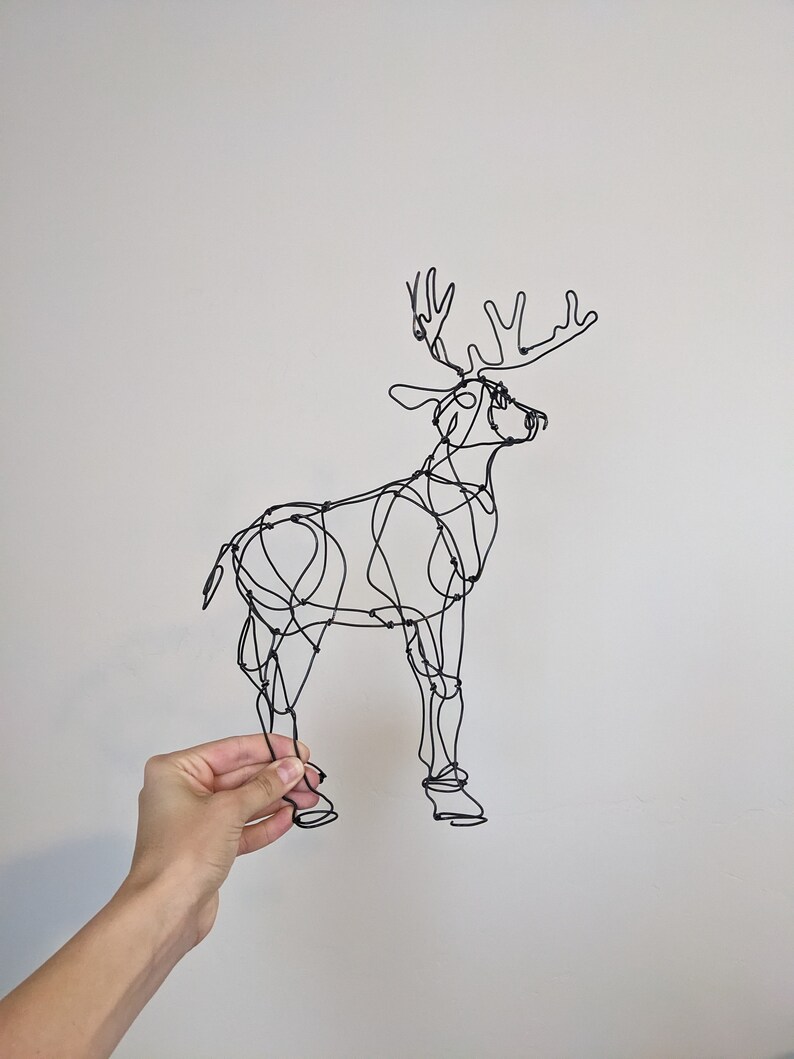 Wire Deer Sculpture Handmade Western Art Home Decoration Wildlife Buck
