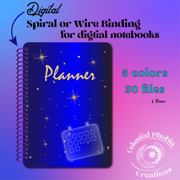 Digital Binding images for digital planners, mock up designs, book templates