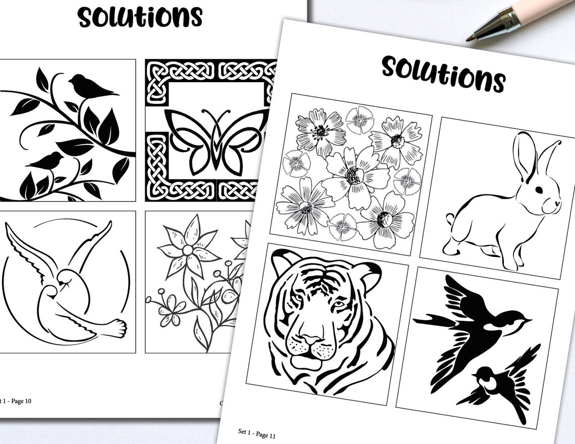 Picture Puzzles Fun for All Ages. Practice Drawing by Grid, Cut and