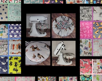 Bowl Cover or Kitchenaid bowl cover in Animals, Dogs, Cats, Butterflies, Bunnies  in Choice of Reversible Prints w/ Elastic