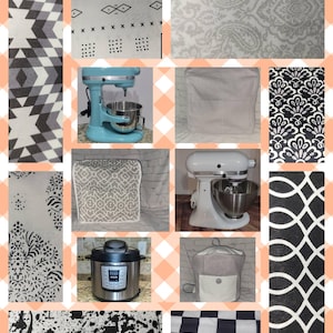 Black Blue Gray Patterns Dust Covers for Kitchenaid Mixers in sizes 5-7 QT Lift Bowls & 3-5 QT Tilt Heads and 6-8 QT Instant Pot
