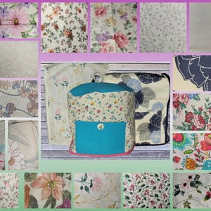 Beige Cream Floral Flowers Handcrafted Dust Covers for Kitchenaid Mixers in sizes 5-7 QT Lift Bowl & 3-5 QT Tilt Head and 6-8 QT Instant Pot