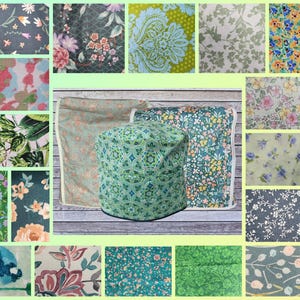 Green Floral Flower Inspired Dust Covers for Kitchenaid Mixers in sizes 5-7 QT Lift Bowls & 3-5 QT Tilt Heads and 6-8 QT Instant Pot