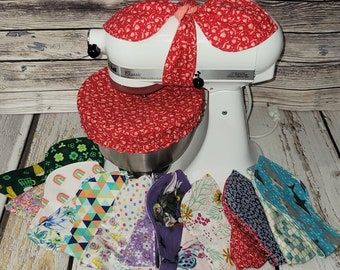 Bow and Bowl Cover Set for a Kitchenaid Stand Mixer in a variety of Holiday, Floral, Pioneer and Character Prints