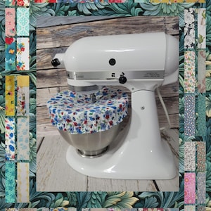 Bowl Cover or Kitchenaid bowl cover in Flowers, Pioneer, Floral Fabric in Choice of Reversible Prints w/ Elastic