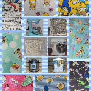 Cartoon Simp Looney Sponge Handcrafted Dust Covers for Kitchenaid Mixers in sizes 5-7 QT Lift Bowls 3-5 QT Tilt Heads & 6-8 QT Instant Pot