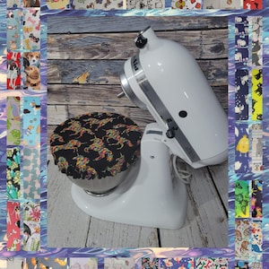 Bowl Cover or Kitchenaid bowl cover in Animals, Dogs, Cats, Butterflies, Bunnies  in Choice of Reversible Prints w/ Elastic