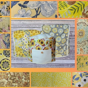 Yellow Floral Flower Inspired Dust Covers for Kitchenaid Mixers in sizes 5-7 QT Lift Bowls & 3-5 QT Tilt Heads and 6-8 QT Instant Pot