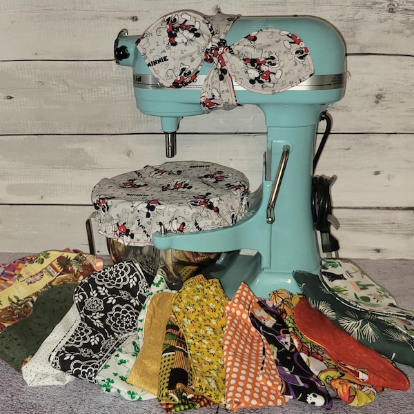 Bow and Large Bowl Cover Set for a Kitchenaid Lift Bowl Mixer  in a variety of Floral, Halloween, Fruit, Fall and Patterned Prints