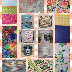 Floral Patchwork Mosaic Handcrafted Dust Covers for Kitchenaid Mixers in sizes 5-7 QT Lift Bowls & 3-5 QT Tilt Heads and 6-8 QT Instant Pot
