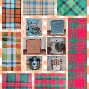 Plaid Patterned Inspired Handcrafted Dust Covers for Kitchenaid Mixers in sizes 5-7 QT Lift Bowls & 3-5 QT Tilt Heads and 6-8 QT Instant Pot
