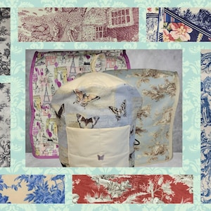 Pastoral Toile  Inspired Handcrafted Dust Covers for Kitchenaid Mixers in sizes 5-7 QT Lift Bowls & 3-5 QT Tilt Heads and 6-8 QT Instant Pot