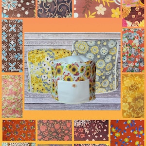 Brown Orange Gold Floral Flower Dust Covers for Kitchenaid Mixers in sizes 5-7 QT Lift Bowls & 3-5 QT Tilt Heads and 6-8 QT Instant Pot