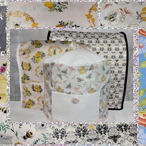 Bees Florals Hives Handcrafted Dust Covers for Kitchenaid Mixers in sizes 5-7 QT Lift Bowls & 3-5 QT Tilt Heads and 6-8 QT Instant Pot