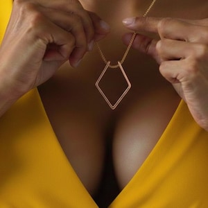 Sterling Silver Ring Keeper Necklace, Geometric Ring Holder Pendant ,Wedding Ring Keeper