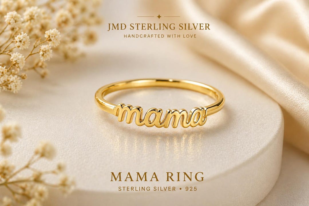 Mama Rind Mama Ring 925 Sterling Silver Minimalist Name Ring, Personalized Mom ...