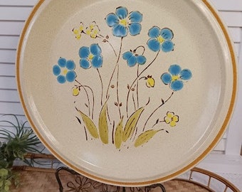 Hearthside Garden Festival Stoneware LARGE Chop Plate Highland Flowers, Hand Painted