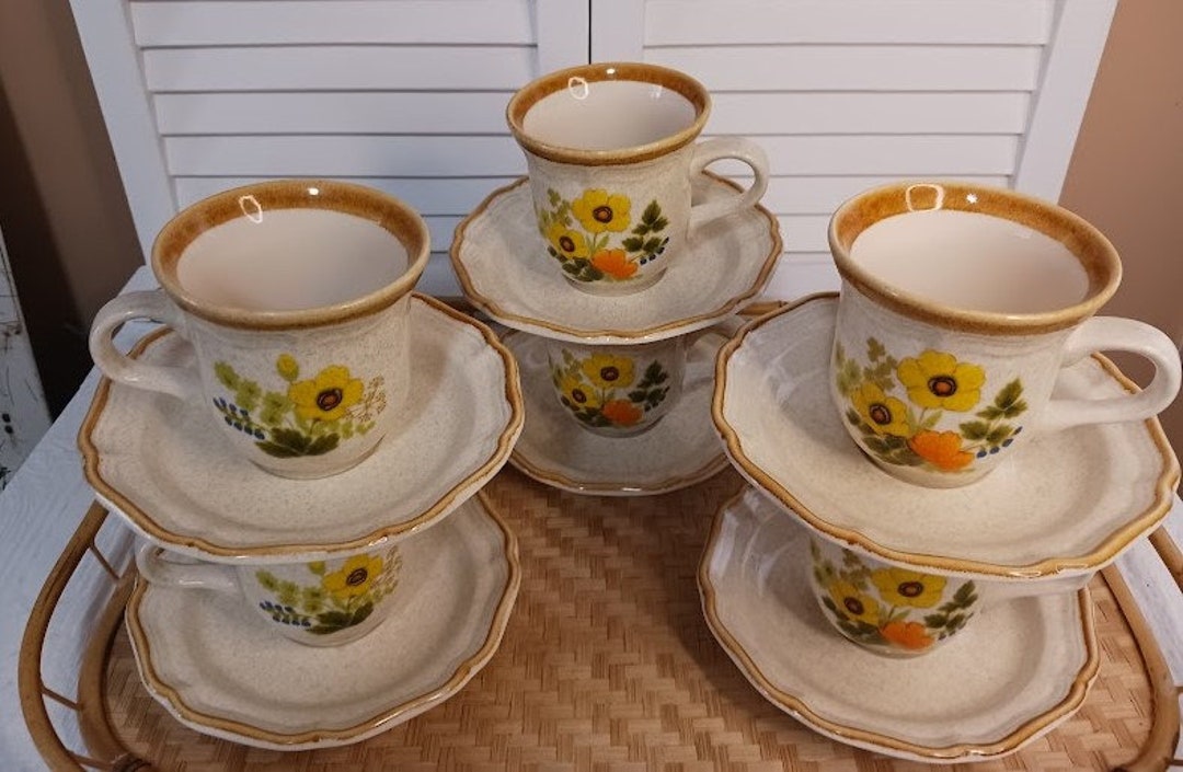 Mikasa Garden Club Stoneware Cup and Saucer Set of Six - Etsy Canada