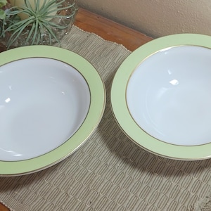 1950s Retro Lime Green Gold Rim Pyrex Tableware, Vintage Pyrex, Collectible, Mid-Century Dishware, Classic Pyrex Pieces, Set of TWO Bowls