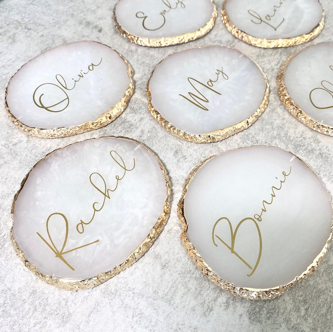 Resin Coasters Personalize Customize Drink Resin Coaster Gold Etsy