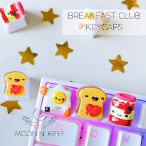 ARTISAN Breakfast Keycaps | Toast | Jam | Egg | Kawaii | Custom | Food | Anime | Cute Keycaps | Resin Keycaps | Esc Keycaps | OEM Keycaps