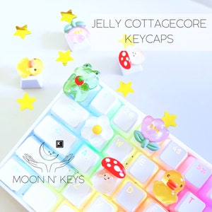 ARTISAN Cottagecore Keycaps | Frog | Mushroom | Daisy | Flower | Animal | Spring | Kawaii | Cute | Decor | Resin | Anime | PBT | Custom