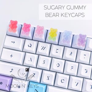 ARTISAN Gummy Bear Keycap | Cute | Candy | Sweet | Kawaii | Ombre | Pink | Purple | Blue | Pastel | Resin Keycaps | Custom | Esc Keycap