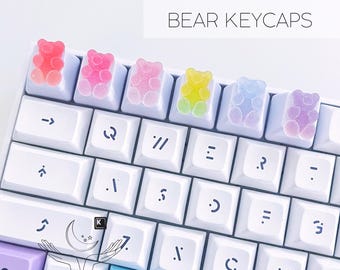 ARTISAN Gummy Bear Keycap | Cute | Candy | Sweet | Kawaii | Ombre | Pink | Purple | Blue | Pastel | Resin Keycaps | Custom | Esc Keycap