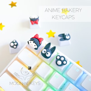 ARTISAN Anime Bakery Keycaps | Animal | Cute | Kawaii | Set | Cherry Mx | Pink | Purple | Pbt | Backlit | Resin | Cat | Japanese | Custom