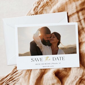 Save The Date Template Photo, Minimalist Save The Date Card with Photos, Save The Date Digital Download, Editable Template, Instant Download