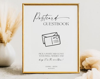 Modèle d'enseigne de livre d'or de carte postale, livre d'or unique pour mariage, livre d'or modifiable pour mariage, livre d'or alternatif signe de mariage
