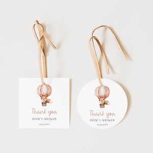 Round Favor Tag Template, Boho Baby Shower Round Tag Square Tag, Editable Fox Baby Shower, Girl Baby Tag, Boy Baby Shower, BL51