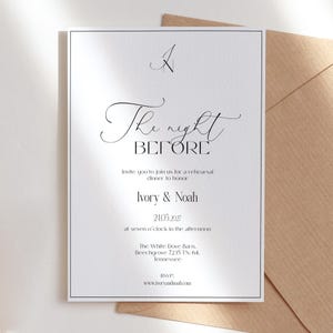 The Night Before Rehearsal Dinner Invitation, Modern Minimalist Rehearsal Dinner Invite, Instant Download, Editable Template, Wedding, BL58
