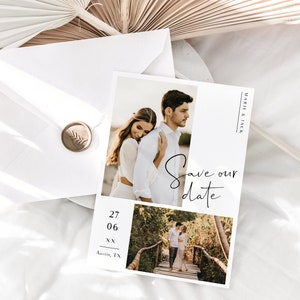 Save The Date Template With Photo, Minimalist Save Our Date, Modern Save The Date Cards Fully Editable For Instant Download #BL20-1