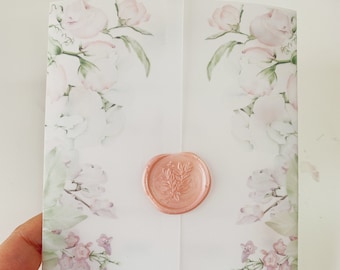 Printable Floral Vellum Wrap, Floral Vellum Jacket, DIY Vellum Fold Template