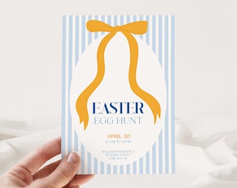 Editable Easter Egg Hunt Invitation Template, Printable Easter Egg Hunt Flyer, Easter Party Invitation Coquette, Vintage Invitation, BL59