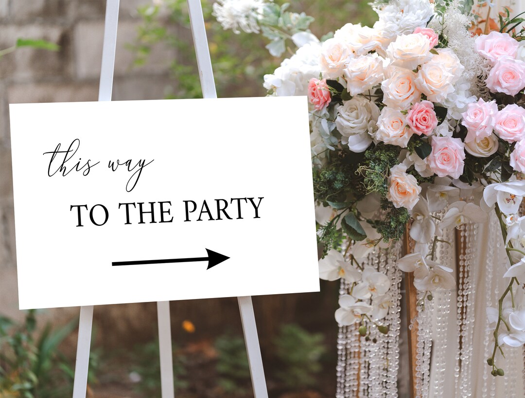 This Way to the Party Sign Template Direction Arrow Sign - Etsy