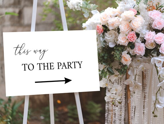 This Way to the Party Sign Template Direction Arrow Sign | Etsy