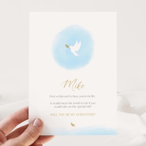 Plantilla de tarjeta de propuesta "¿Quieres ser mi madrina?", tarjeta de propuesta de padrino con foto imprimible, propuesta de bautismo editable, descarga instantánea, BL57