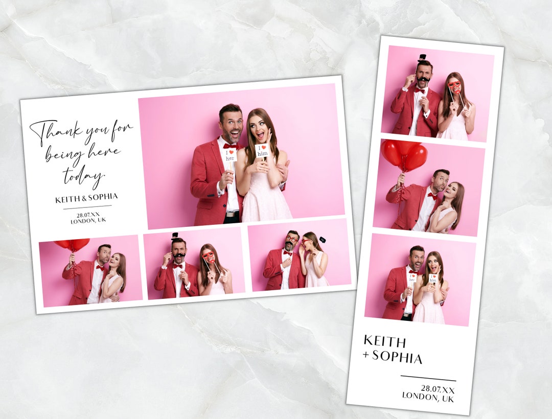 Photo Booth Strip Frame, Wedding Photo Booth Card, Modern Minimalist