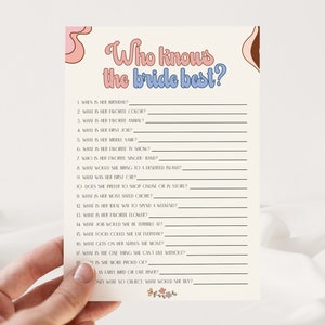 Who Knows The Bride Best Game Template, Minimalist Bridal Shower Game, Bachelorette, Party Game Printable #BL33