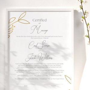 Heiratsurkunde, druckbare Heiratsurkunde Vorlage, moderne Heiratsurkunde, DIY personalisiertes Hochzeitsgeschenk